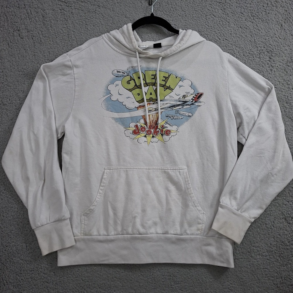 Green Day Dookie Album Cover Hoodie White Fleece Mens Medium Punk Skater Hoody